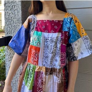 Handmade Rainbow Quilted Bandana Dress SKU 10182